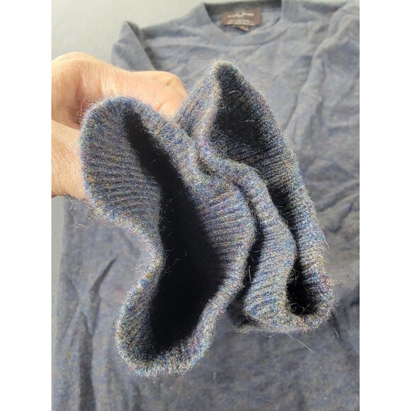 Black Brown 1826 Sweater Mens Large Blue Gray 100% Cashmere Crewneck Pullover - Picture 5 of 10